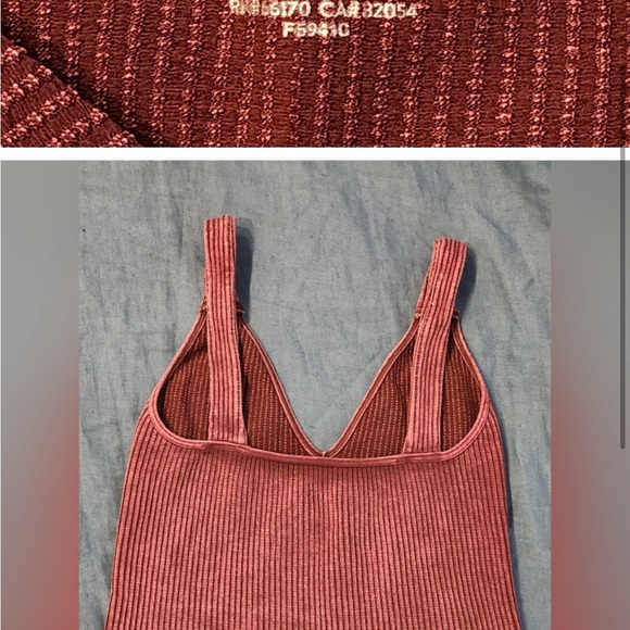 NWOT Free People Intimately Washed Pink Brown Ribbed Tank Top Size XS/S - Picture 6 of 7